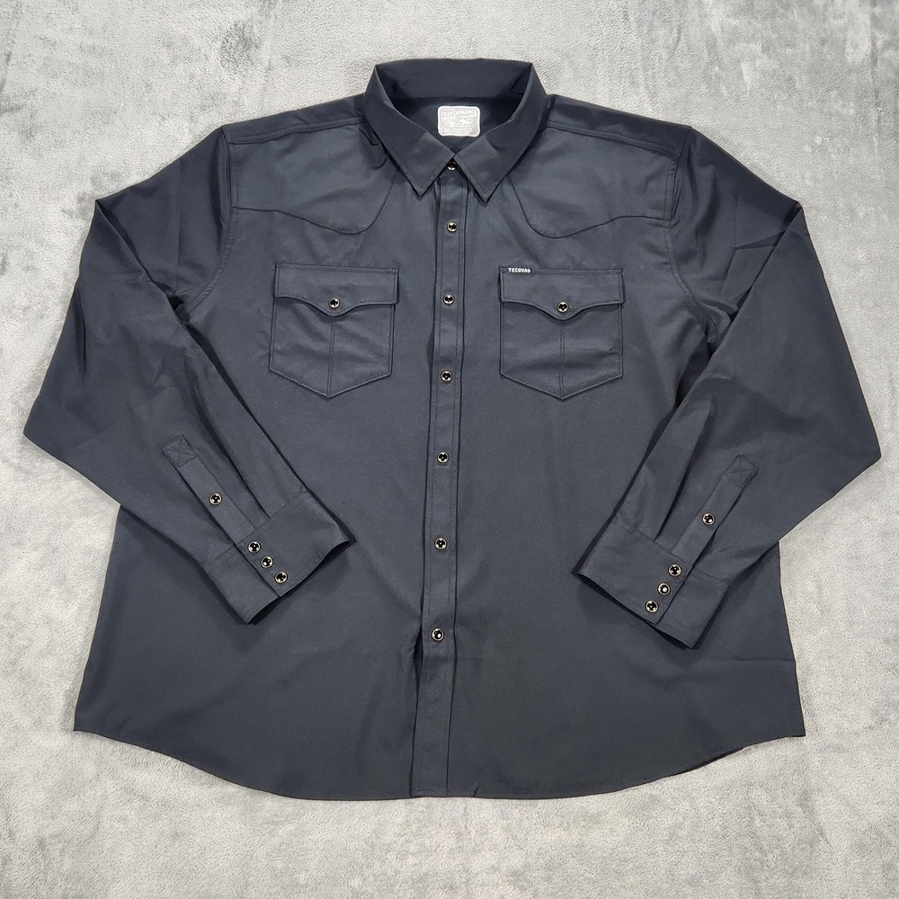 Tecovas Shirt Mens 2XL Black Western Pearl Snap Long Sleeve Classic Fit
